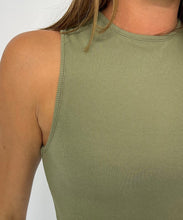 Load image into Gallery viewer, RIB HALTER CROP TOP - OLIVE
