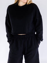 Load image into Gallery viewer, OVERSIZED CROP SWEATER - BLACK
